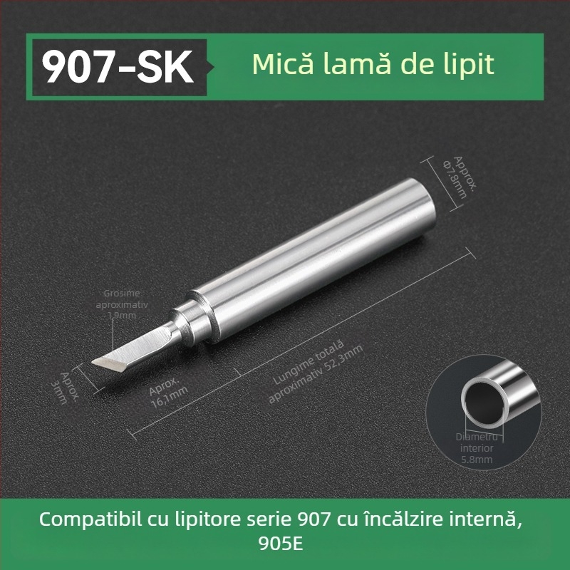 Vârf de lipire BY905 – Încălzire internă universală, 60W, Cupru, Vârf în formă de copită 905S