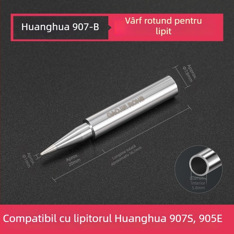 Vârf de lipire BY905 – Încălzire internă universală, 60W, Cupru, Vârf în formă de copită 905S
