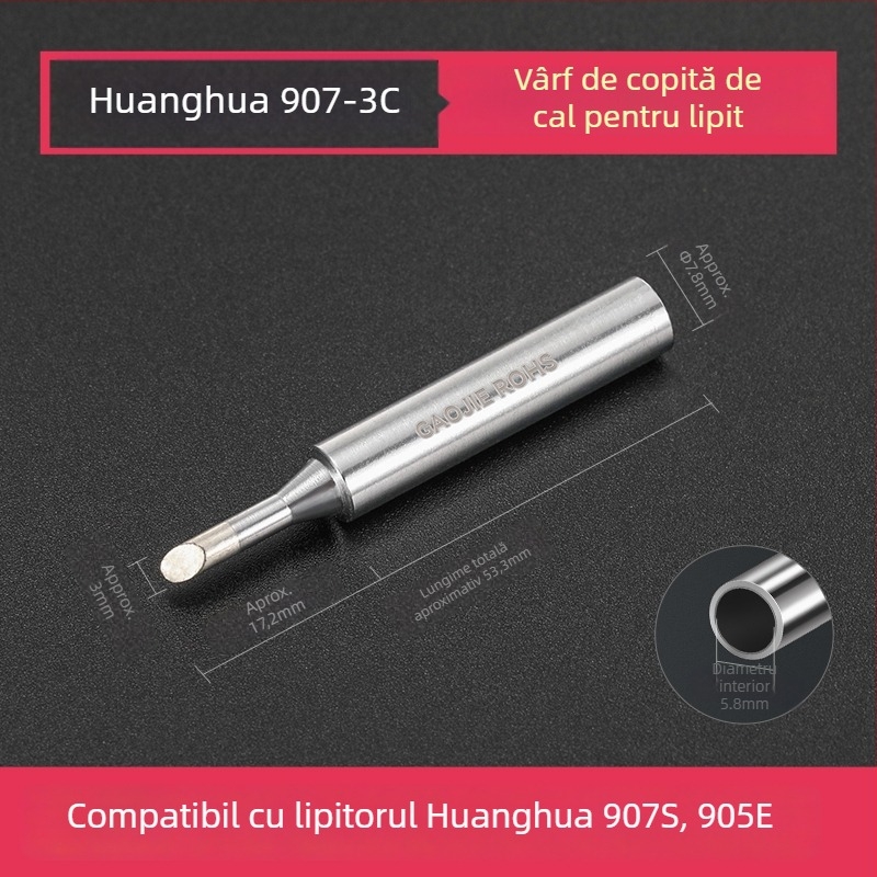 Vârf de lipire BY905 – Încălzire internă universală, 60W, Cupru, Vârf în formă de copită 905S