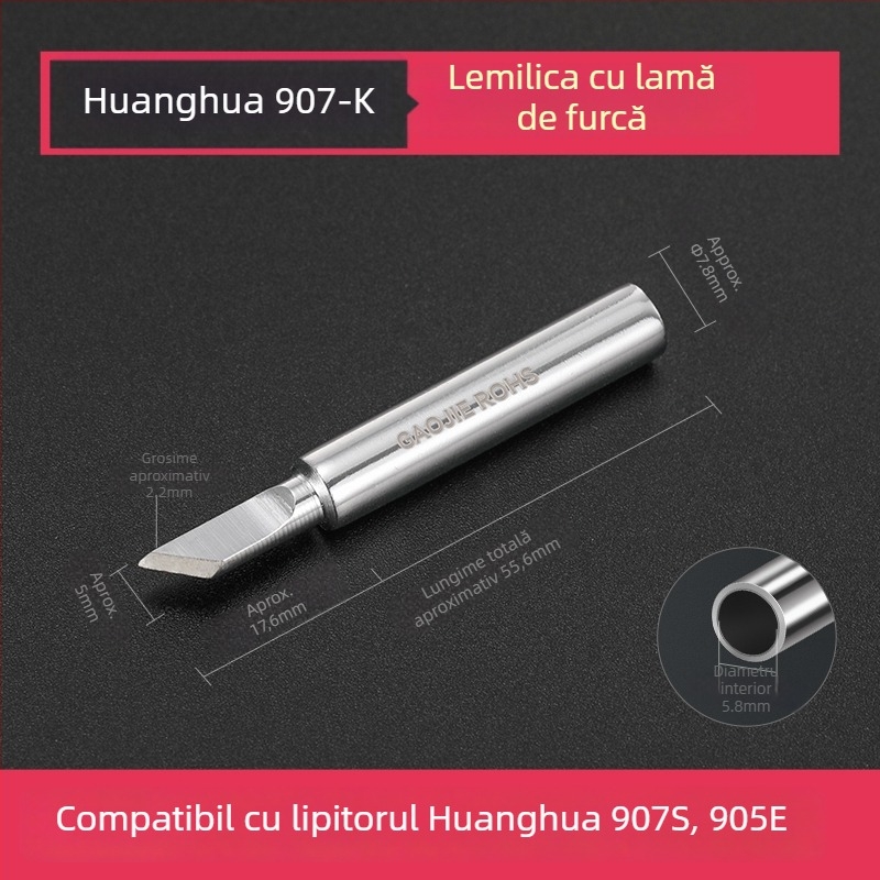 Vârf de lipire BY905 – Încălzire internă universală, 60W, Cupru, Vârf în formă de copită 905S