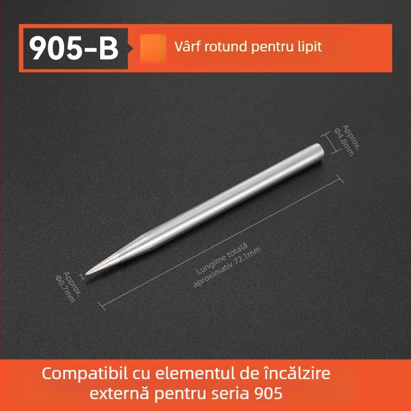 Vârf de lipire BY905 – Încălzire internă universală, 60W, Cupru, Vârf în formă de copită 905S