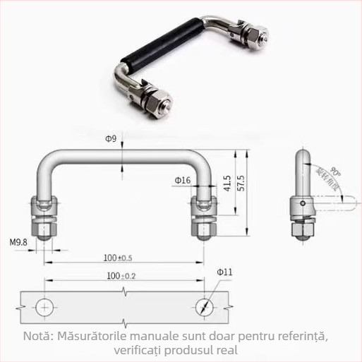Maner pliere pentru dulap LS506, din oțel inoxidabil 304, cromat, montaj pe suprafață