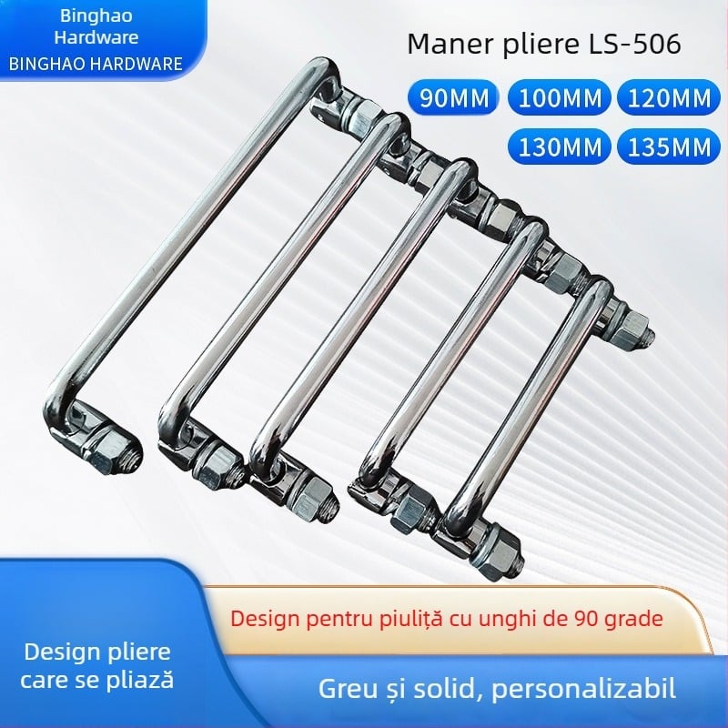 Maner pliere pentru dulap LS506, din oțel inoxidabil 304, cromat, montaj pe suprafață