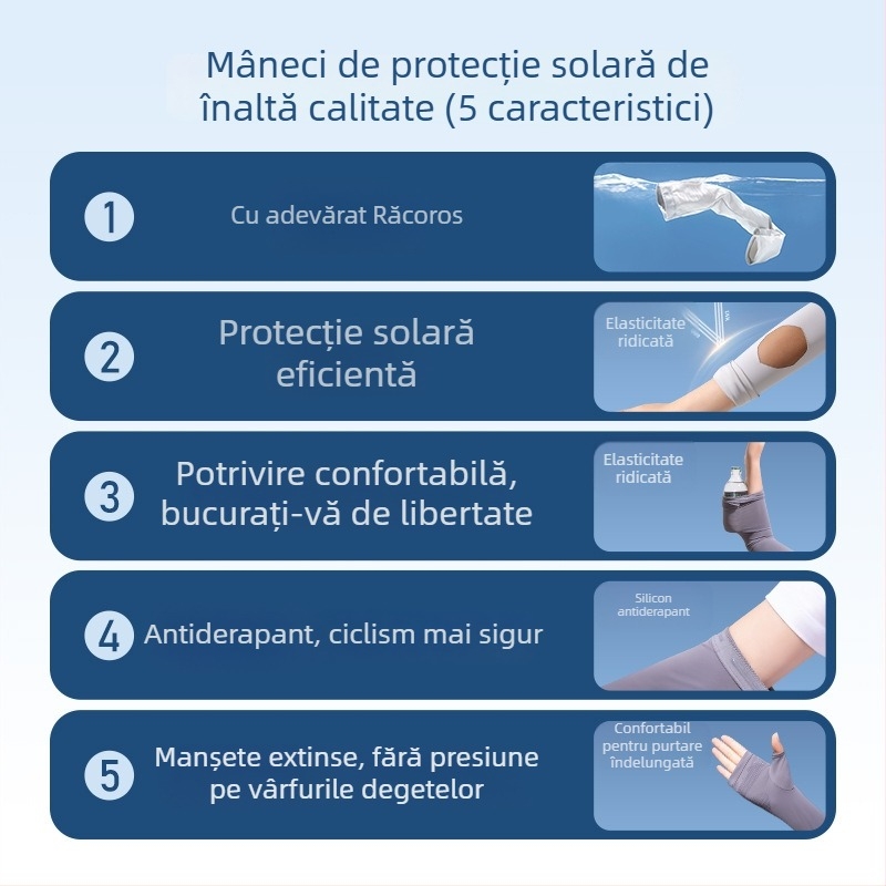 Manșete din nailon pentru femei, protecție UV, pentru condus, ciclism și activități în aer liber; răcoroase, antiderapante, compatibile cu ecranul tactil.