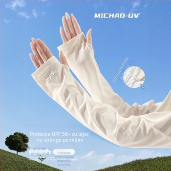 Mâneci de vară cu protecție UV, material Ice Silk, croială lejeră, Nylon 71–80%, potrivite pentru condus și ciclism