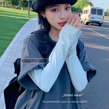 Mâneci de vară cu protecție UV, material Ice Silk, croială lejeră, Nylon 71–80%, potrivite pentru condus și ciclism