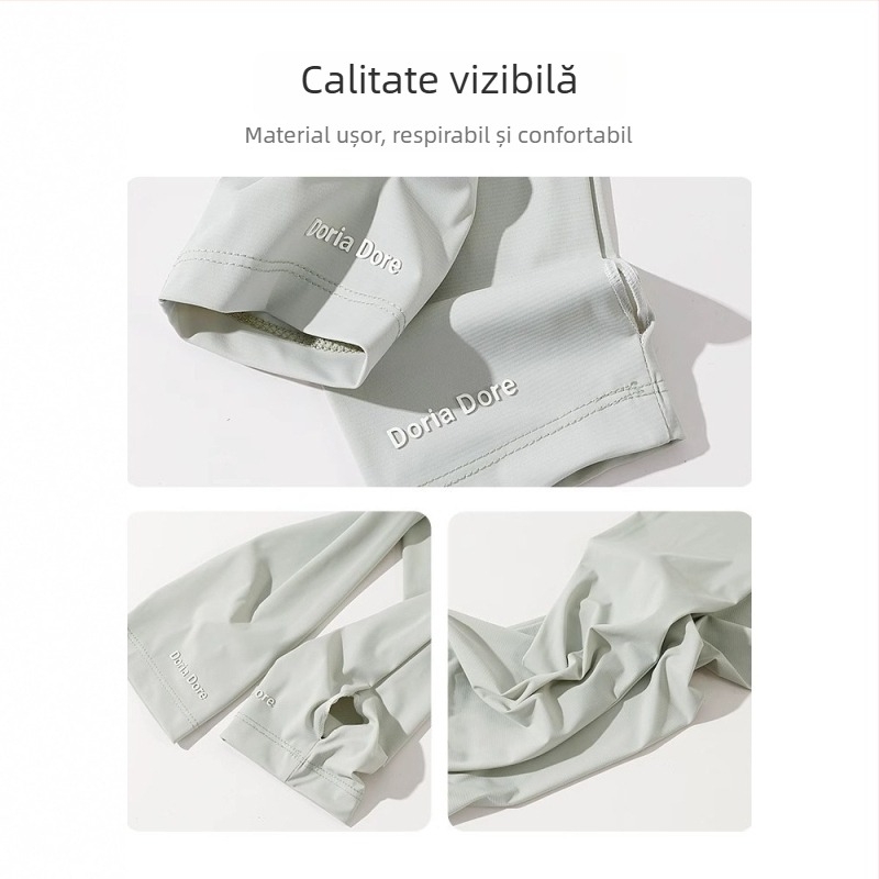 Mâneci de vară cu protecție UV, material Ice Silk, croială lejeră, Nylon 71–80%, potrivite pentru condus și ciclism