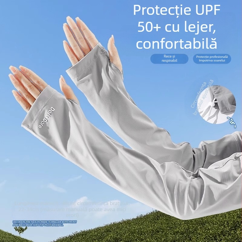 Mâneci de vară cu protecție UV, material Ice Silk, croială lejeră, Nylon 71–80%, potrivite pentru condus și ciclism
