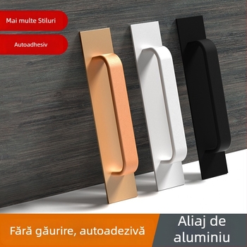 Wanson Handhandle – mâner din aliaj de aluminiu, fără găuri, pentru dulapuri, sertare și uși, autoadeziv, stil modern