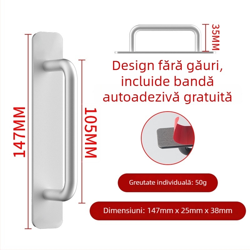 Wanson Handhandle – mâner din aliaj de aluminiu, fără găuri, pentru dulapuri, sertare și uși, autoadeziv, stil modern