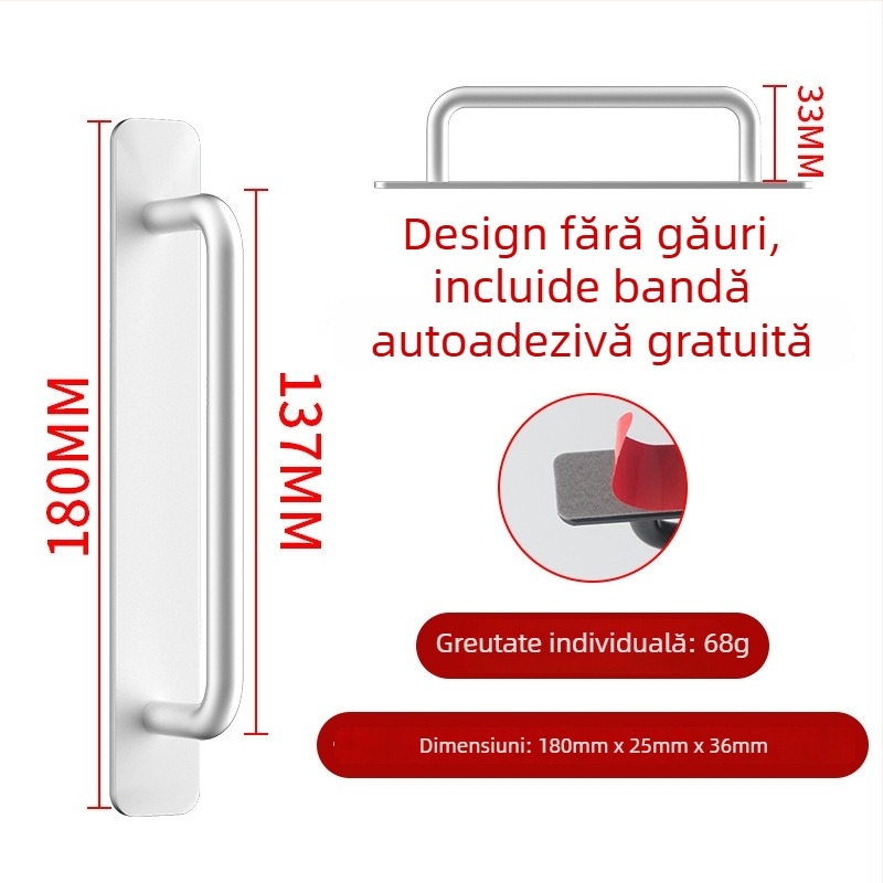 Wanson Handhandle – mâner din aliaj de aluminiu, fără găuri, pentru dulapuri, sertare și uși, autoadeziv, stil modern