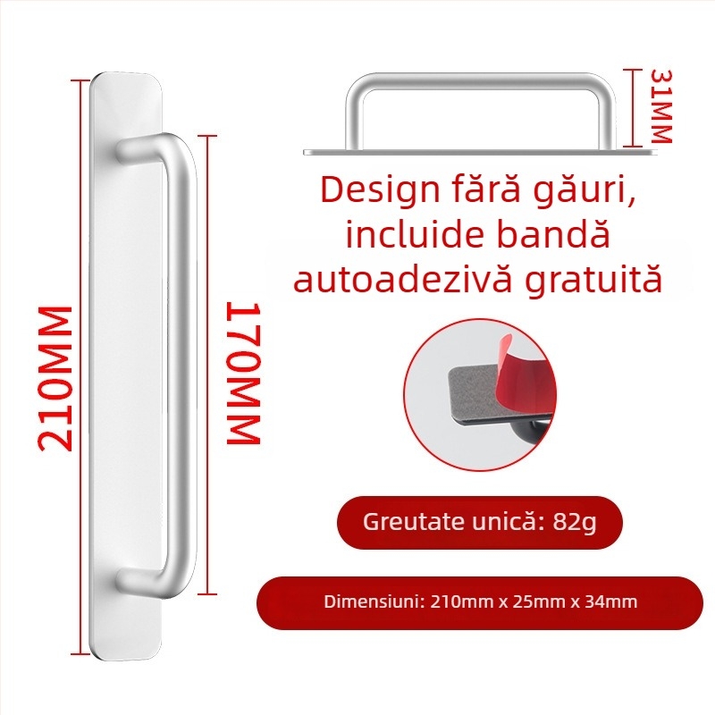 Wanson Handhandle – mâner din aliaj de aluminiu, fără găuri, pentru dulapuri, sertare și uși, autoadeziv, stil modern