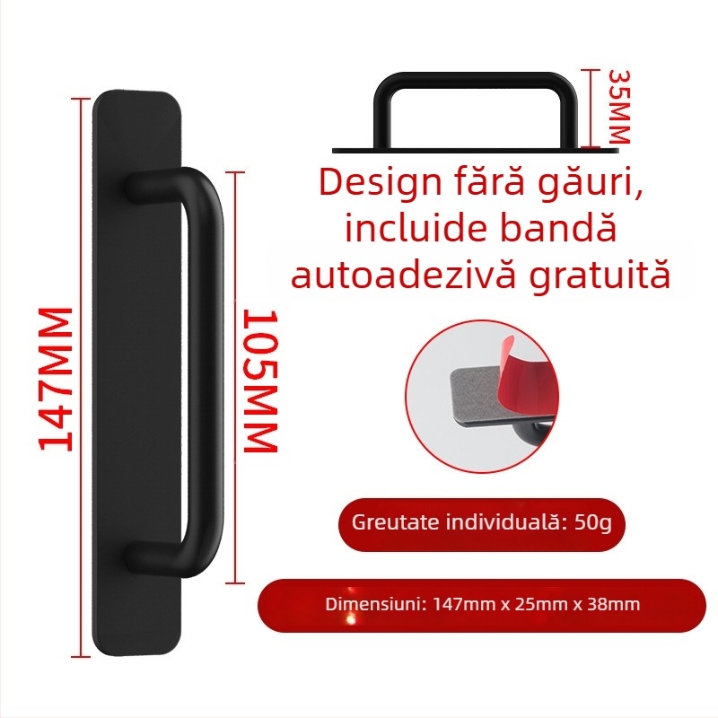 Wanson Handhandle – mâner din aliaj de aluminiu, fără găuri, pentru dulapuri, sertare și uși, autoadeziv, stil modern