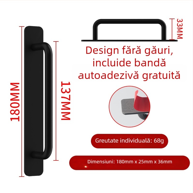 Wanson Handhandle – mâner din aliaj de aluminiu, fără găuri, pentru dulapuri, sertare și uși, autoadeziv, stil modern