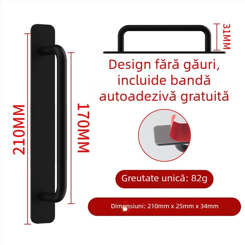 Wanson Handhandle – mâner din aliaj de aluminiu, fără găuri, pentru dulapuri, sertare și uși, autoadeziv, stil modern