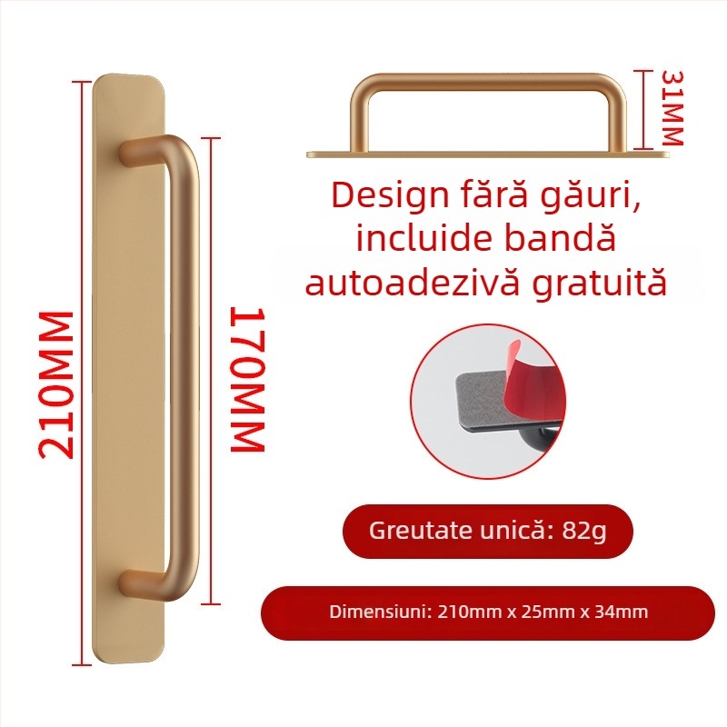 Wanson Handhandle – mâner din aliaj de aluminiu, fără găuri, pentru dulapuri, sertare și uși, autoadeziv, stil modern