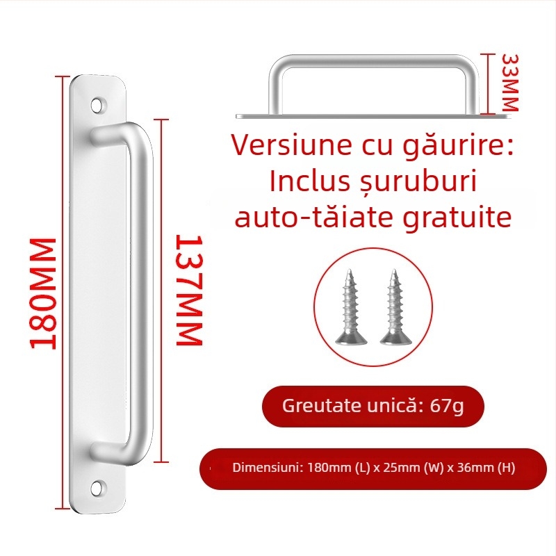 Wanson Handhandle – mâner din aliaj de aluminiu, fără găuri, pentru dulapuri, sertare și uși, autoadeziv, stil modern