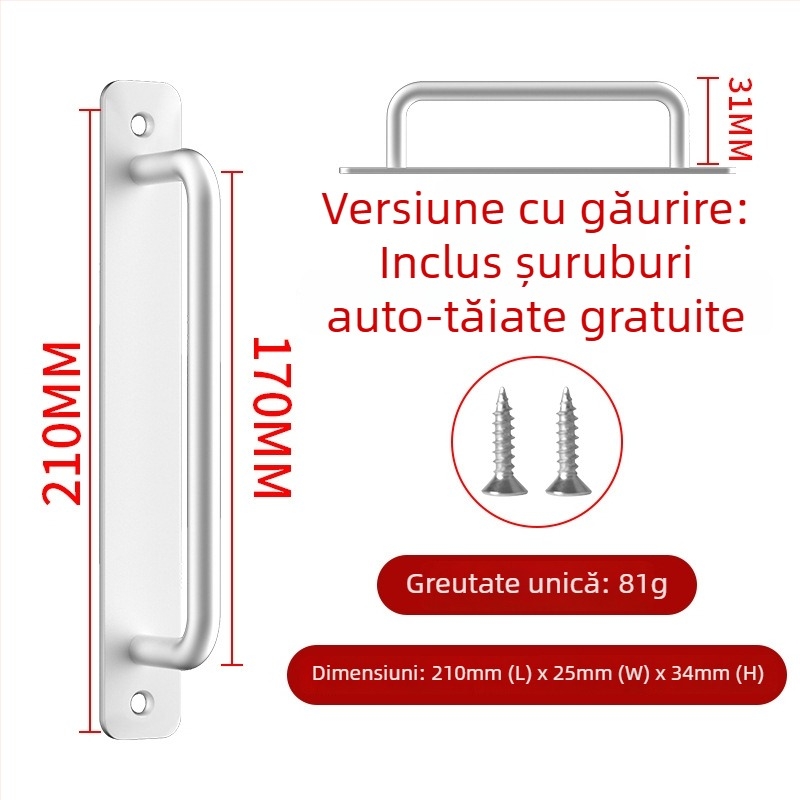 Wanson Handhandle – mâner din aliaj de aluminiu, fără găuri, pentru dulapuri, sertare și uși, autoadeziv, stil modern