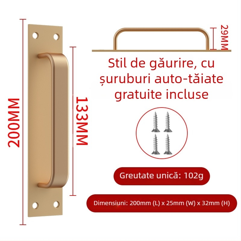 Wanson Handhandle – mâner din aliaj de aluminiu, fără găuri, pentru dulapuri, sertare și uși, autoadeziv, stil modern