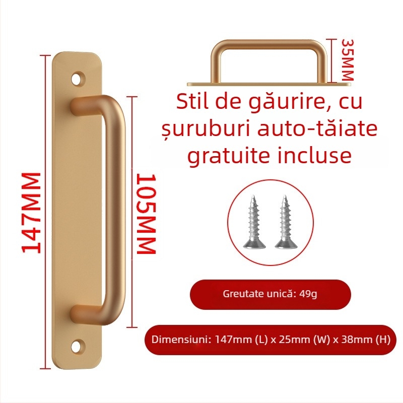 Wanson Handhandle – mâner din aliaj de aluminiu, fără găuri, pentru dulapuri, sertare și uși, autoadeziv, stil modern