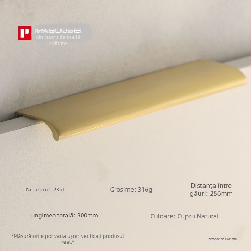 Mâner din alamă pentru ușa de dulap cu design inspirat de frunză (Modelul 1038; Material: alamă; Proces: turnare sub presiune; Aplicare: ușa dulapului; Stil: Lux ușor)