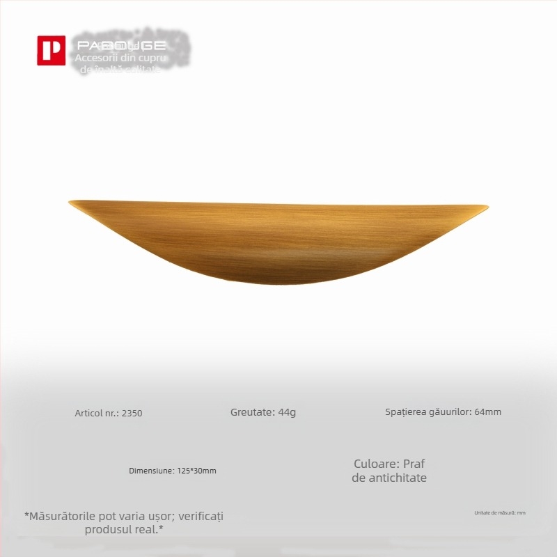Mâner din alamă pentru ușa de dulap cu design inspirat de frunză (Modelul 1038; Material: alamă; Proces: turnare sub presiune; Aplicare: ușa dulapului; Stil: Lux ușor)
