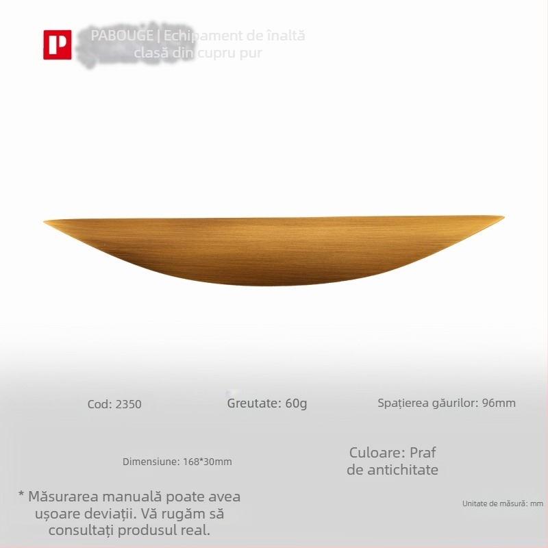 Mâner din alamă pentru ușa de dulap cu design inspirat de frunză (Modelul 1038; Material: alamă; Proces: turnare sub presiune; Aplicare: ușa dulapului; Stil: Lux ușor)