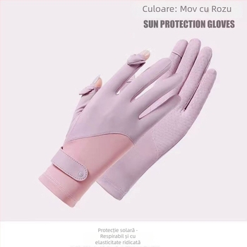 Mănuși de vară pentru femei, protecție UV – Ice Silk și Nylon, uscare rapidă, anti-derapare, ecran tactil, pentru ciclism și condus