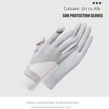Mănuși de vară pentru femei, protecție UV – Ice Silk și Nylon, uscare rapidă, anti-derapare, ecran tactil, pentru ciclism și condus