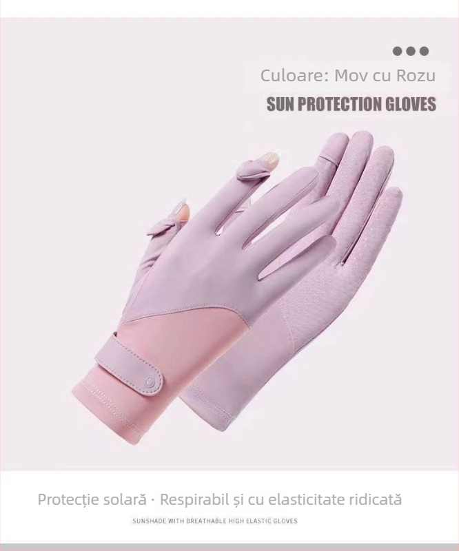 Mănuși de vară pentru femei, protecție UV – Ice Silk și Nylon, uscare rapidă, anti-derapare, ecran tactil, pentru ciclism și condus
