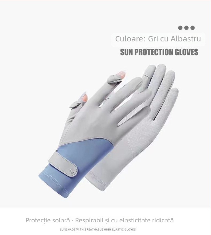 Mănuși de vară pentru femei, protecție UV – Ice Silk și Nylon, uscare rapidă, anti-derapare, ecran tactil, pentru ciclism și condus