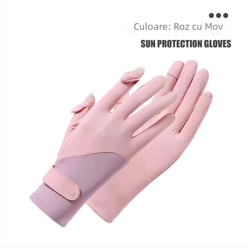 Mănuși de vară pentru femei, protecție UV – Ice Silk și Nylon, uscare rapidă, anti-derapare, ecran tactil, pentru ciclism și condus