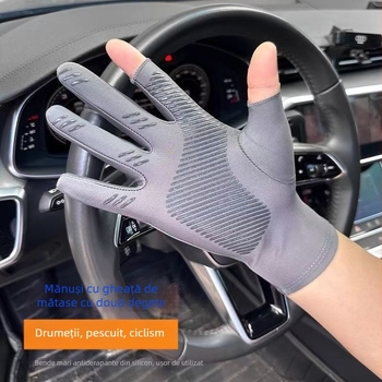 Mănuși UV Ice-Silk din nylon, cu degete întregi, respirante, antiderapante, compatibile cu ecranul tactil, rezistente la uzură