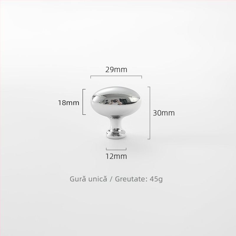 Mâner pentru garderobă din alamă, rotund, cu o singură gaură, cromat