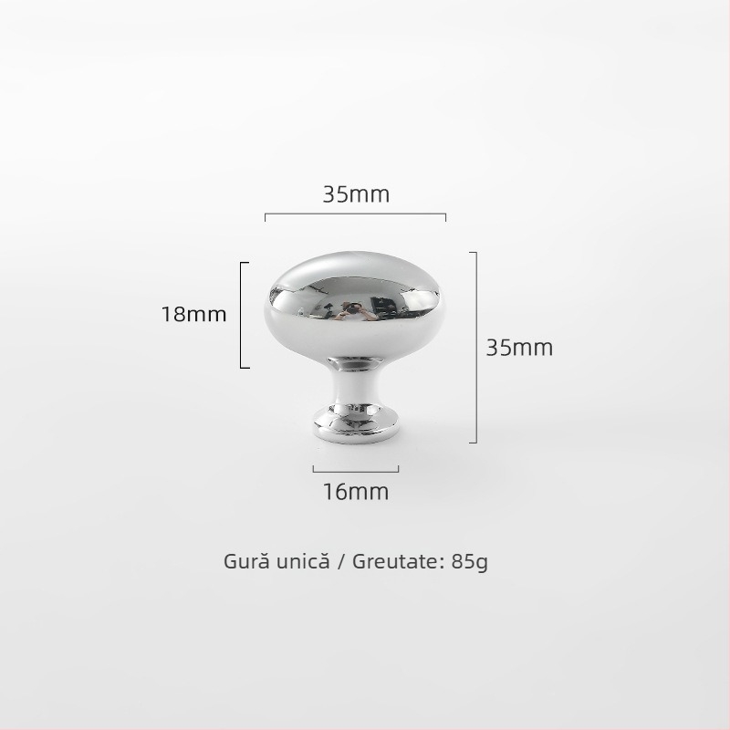 Mâner pentru garderobă din alamă, rotund, cu o singură gaură, cromat