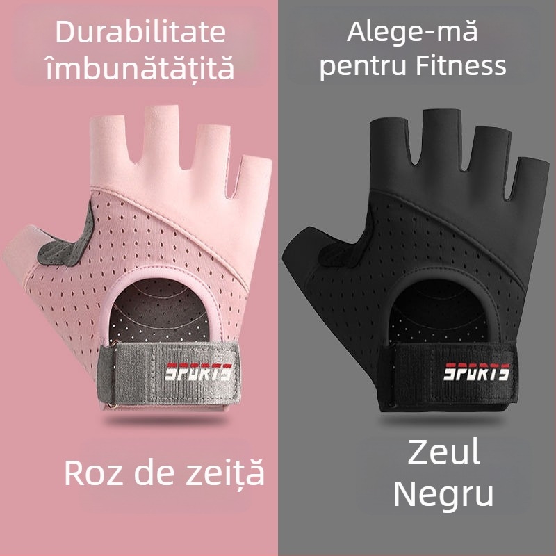 Mănuși de fitness cu degete parțiale pentru antrenament și ciclism - anti-derapaj, rezistente la uzură, respirante, absorbante la șocuri, Ice Silk și bumbac