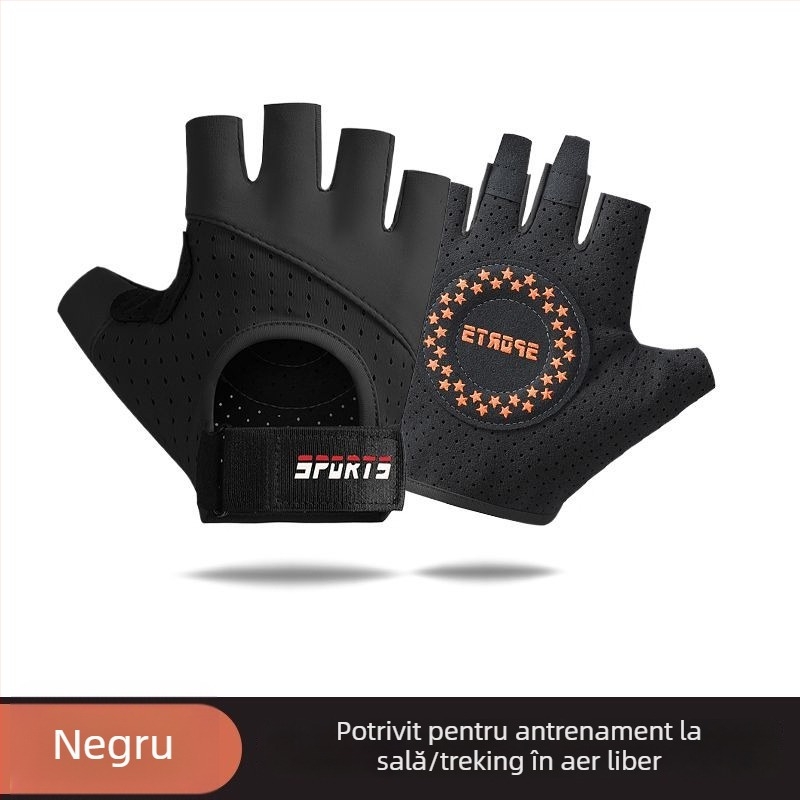 Mănuși de fitness cu degete parțiale pentru antrenament și ciclism - anti-derapaj, rezistente la uzură, respirante, absorbante la șocuri, Ice Silk și bumbac