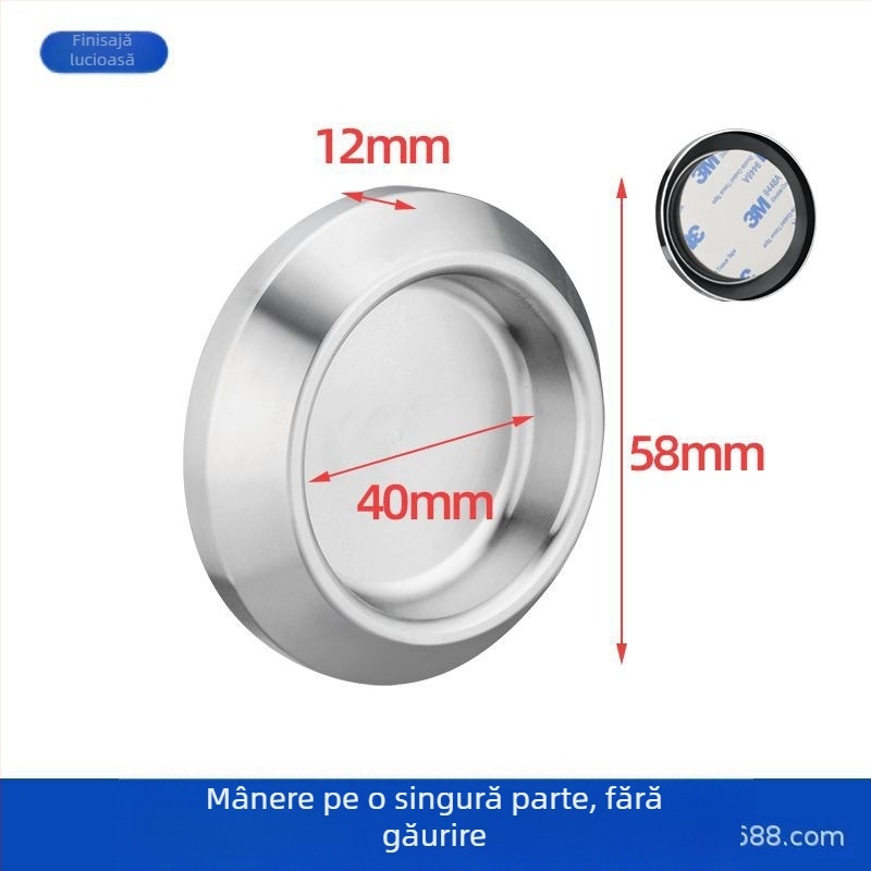 Mâner circular din oțel inoxidabil pentru ușă de sticlă, pentru cabine de duș/băi, stil modern minimalist, finisaje: mat, lucios sau electroplacat