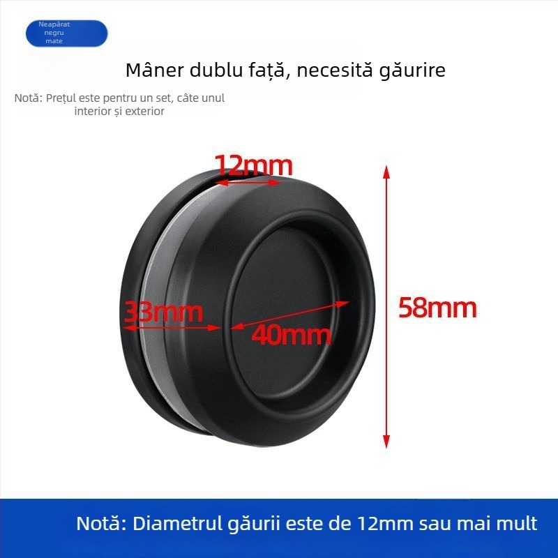 Mâner circular din oțel inoxidabil pentru ușă de sticlă, pentru cabine de duș/băi, stil modern minimalist, finisaje: mat, lucios sau electroplacat
