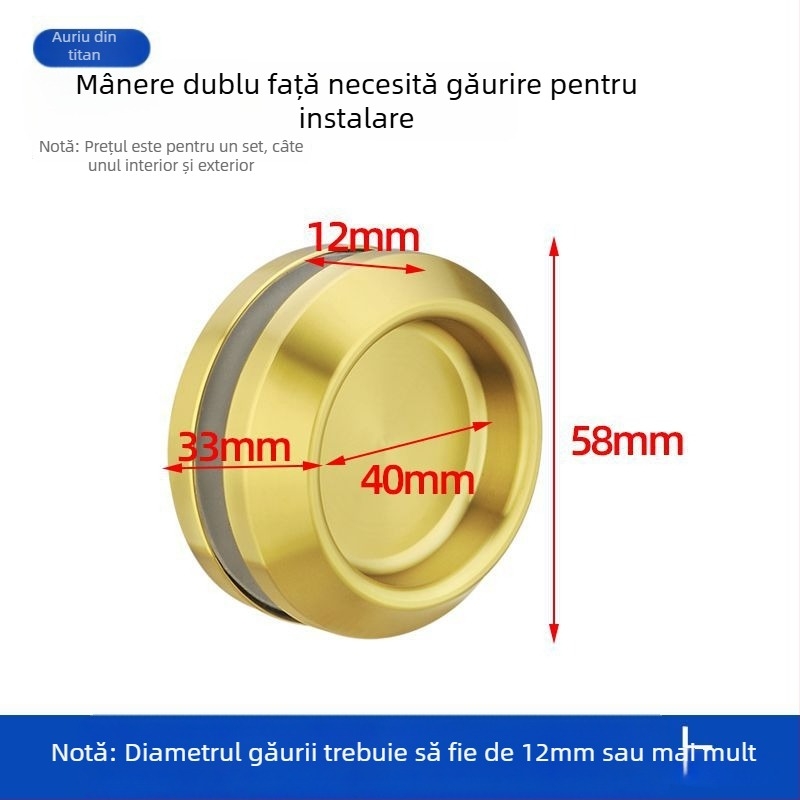 Mâner circular din oțel inoxidabil pentru ușă de sticlă, pentru cabine de duș/băi, stil modern minimalist, finisaje: mat, lucios sau electroplacat