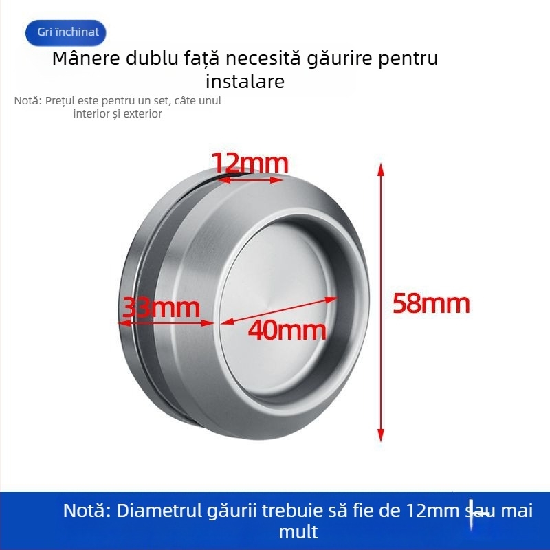 Mâner circular din oțel inoxidabil pentru ușă de sticlă, pentru cabine de duș/băi, stil modern minimalist, finisaje: mat, lucios sau electroplacat