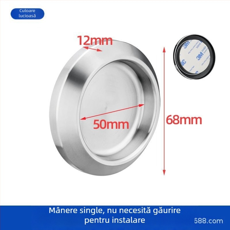Mâner circular din oțel inoxidabil pentru ușă de sticlă, pentru cabine de duș/băi, stil modern minimalist, finisaje: mat, lucios sau electroplacat