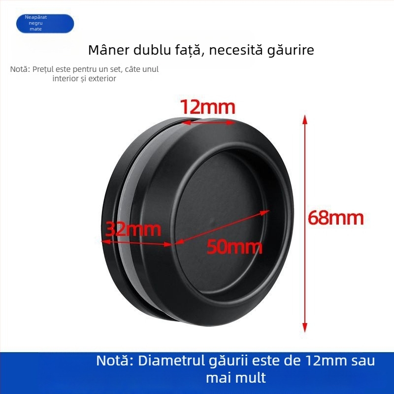 Mâner circular din oțel inoxidabil pentru ușă de sticlă, pentru cabine de duș/băi, stil modern minimalist, finisaje: mat, lucios sau electroplacat