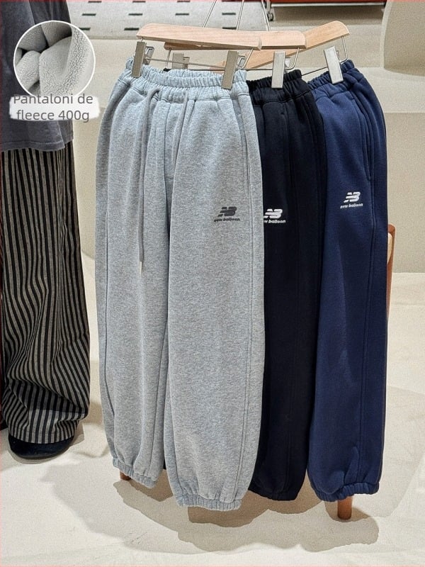 Pantaloni sport unisex din bumbac cu căptușeală fleece, lansare iarna 2025, 65% bumbac, căptușeală poliester 98%, pentru alergare și sporturi cu mingea