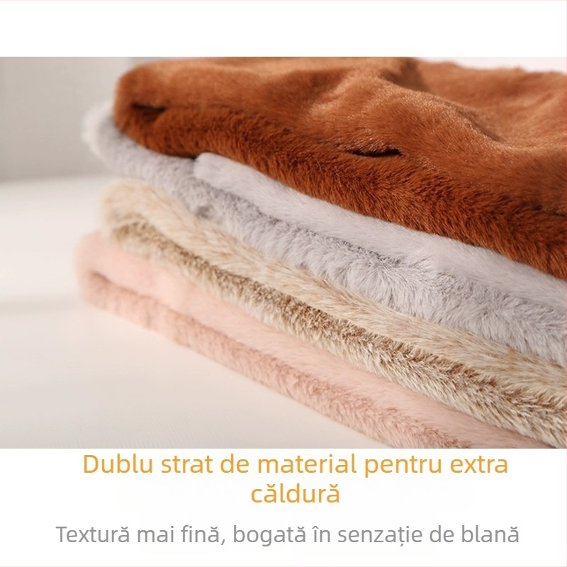 DZP fular pluș Rex iepure stil japonez pentru femei, accesoriu cald și versatil pentru iarnă, toamnă și primăvară