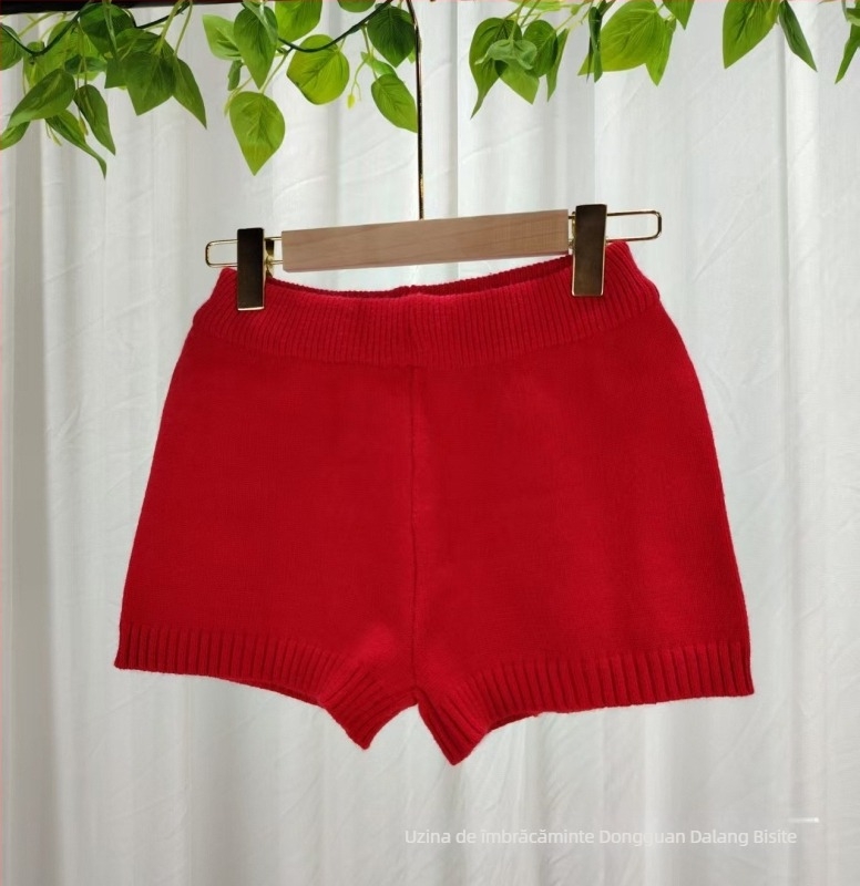 Pantaloni evazați din tricot, talie înaltă, lungime trei sferturi, Arctic fleece, amestec de poliester, microelasticitate