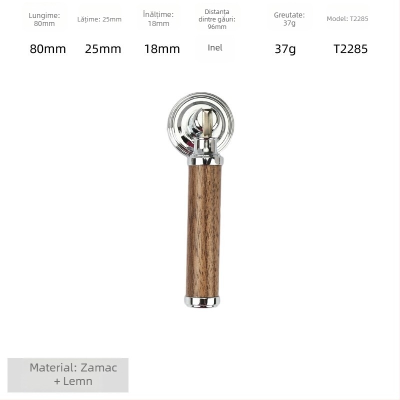 Mâner de ușă pentru dulap - alamă + lemn de nuc, electroplacat, stil lux ușor, model 2285/2287, pentru garderobă, dulapuri și sertare, baie și dulap de vin