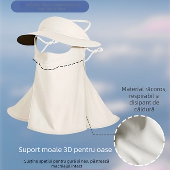 Mască de față cu protecție UV și pălărie integrată de tip umbrelă pentru ciclism, uscat rapid, respirabil, acoperire completă, țesătură nylon