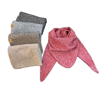 Șal triunghiular unisex, acrilic/ lână sintetică, țesătură warp knitting, model de potrivire a culorilor, păstrează căldura, pentru toate anotimpurile