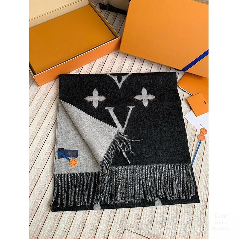 Șal din cașmir cu dublă față, monogram, țesătură jacquard